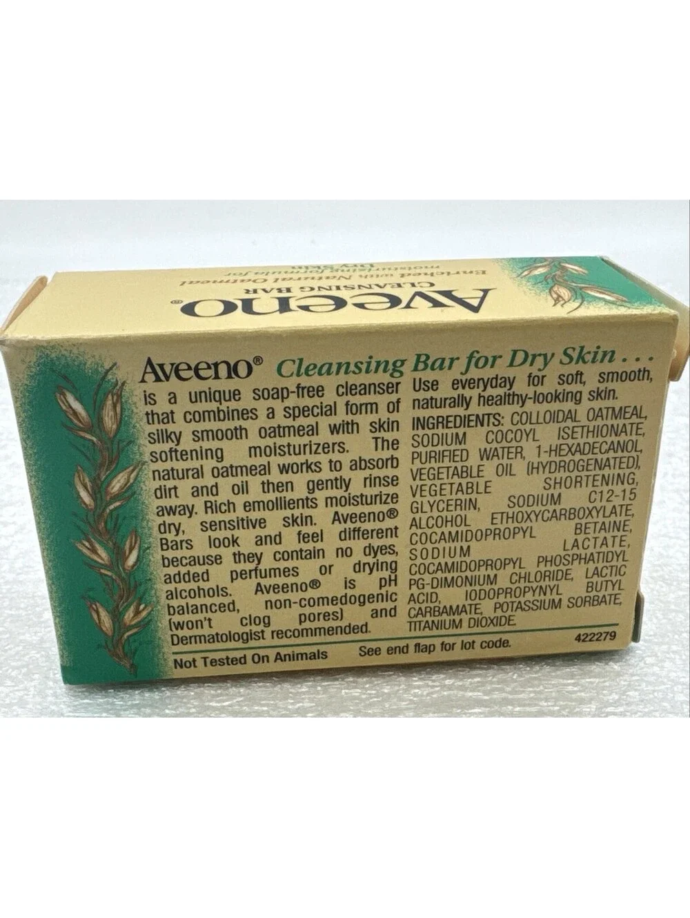 Vintage 1998 Aveeno Enriched Natural Oatmeal Bar Dry Skin Soap 3oz Moisturizing